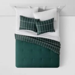 Grid Print Microfiber Reversible Comforter & Sheet Set Dark Green - Room Essentials™ -Target Furni Sales GUEST 4daf5f1a f5e2 4ffd 9c0a 0163fb5f2872