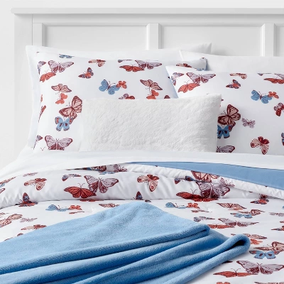 Butterfly Print Microfiber Decorative Bed Set with Throw Blue/Red/White - Room Essentials™ Butterfly Print Microfiber Decorative Bed Set With Throw Blue/Red/White - Room Essentials™ -Target Furni Sales GUEST e00afba5 a714 4928 90f7 d5171afd96c9