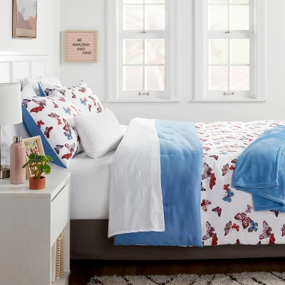 Butterfly Print Microfiber Decorative Bed Set with Throw Blue/Red/White - Room Essentials™ Butterfly Print Microfiber Decorative Bed Set With Throw Blue/Red/White - Room Essentials™ -Target Furni Sales GUEST ed97f3d3 53a8 41f3 8790 11a72e1de627